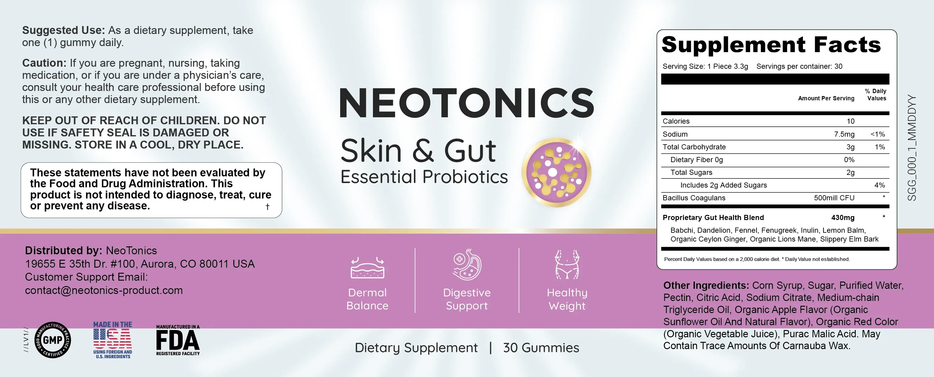 Neotonics supplement facts